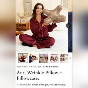 NAPBAE Anti-Wrinkle Bed Pillow with Removable Satin Cover in the color SAND